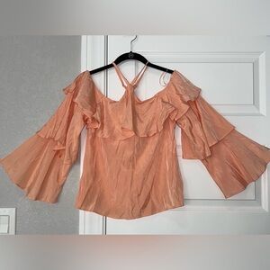 Express Coral Off-Shoulder Ruffle Blouse